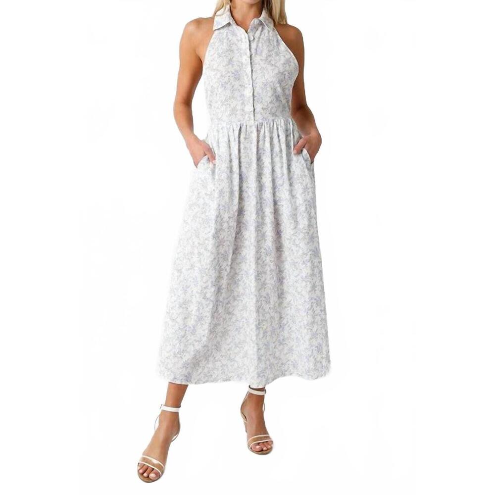 NEW OLIVIA DAR sammy midi dress in blue/sage